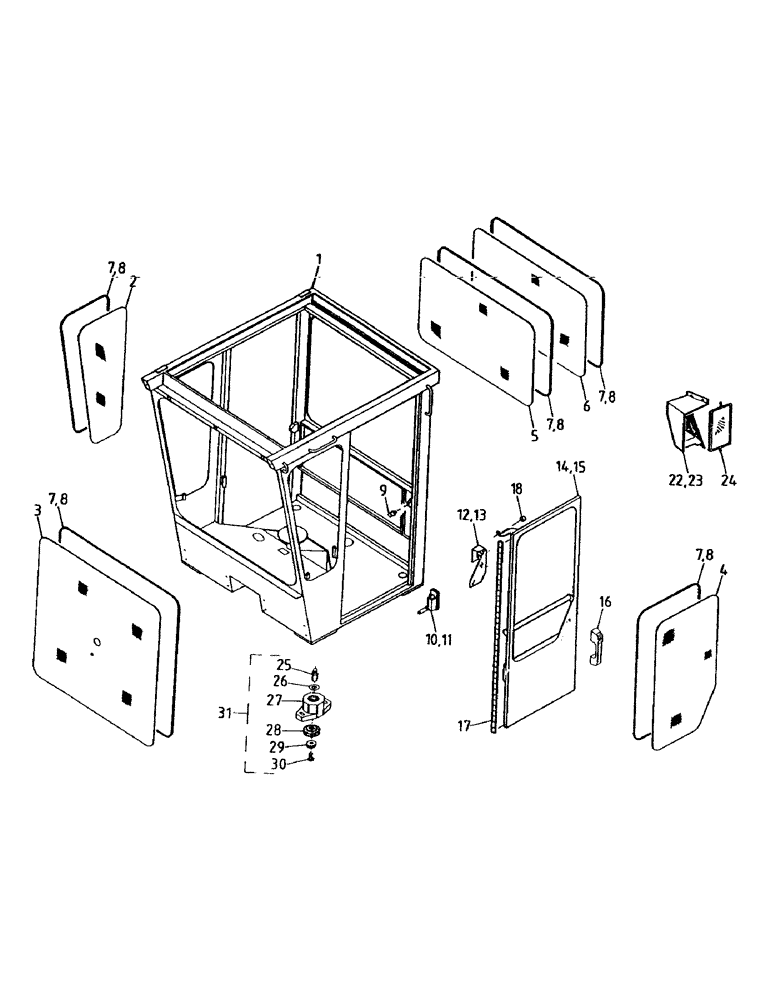 Схема запчастей Case IH 7000 - (A05-00) - CABIN, DOORS, GLASS, RUBBER, MOUNTS Mainframe & Functioning Components