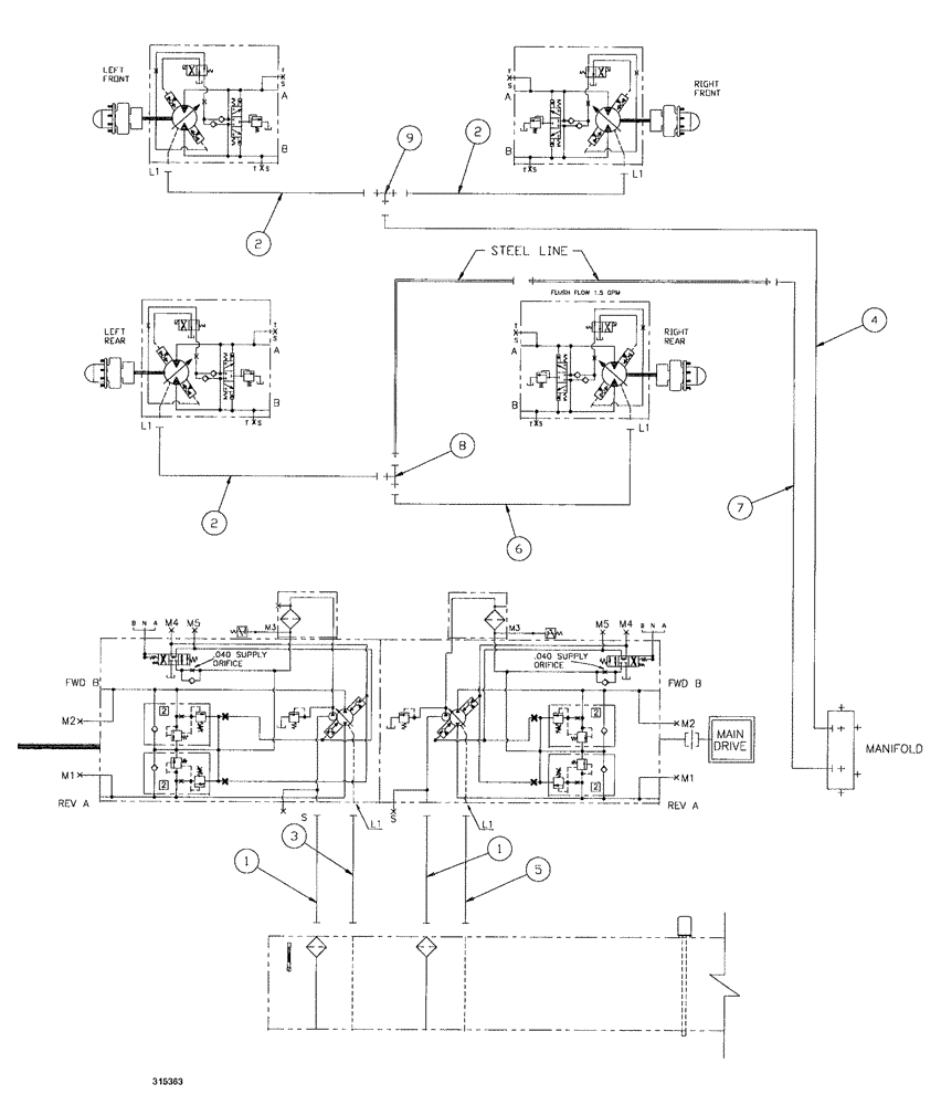 Схема запчастей Case IH SPX3200B - (087) - CASE DRAIN ASSEMBLY (29) - HYDROSTATIC DRIVE