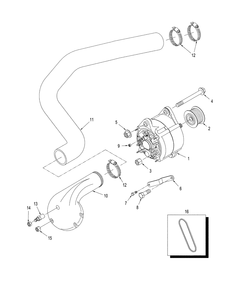 Схема запчастей Case IH STX375 - (04-06[01]) - ALTERNATOR - MOUNTING, 135 AMPERE (04) - ELECTRICAL SYSTEMS