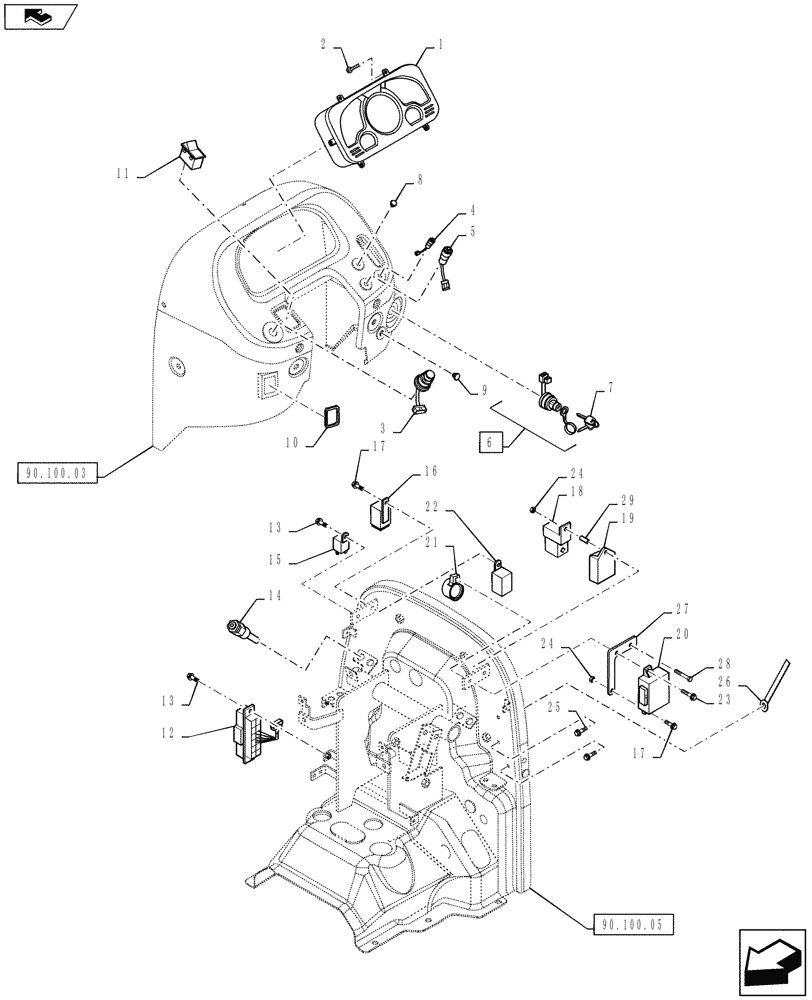 Схема запчастей Case IH FARMALL 50B - (55.418.02) - METER PANEL - HST (55) - ELECTRICAL SYSTEMS