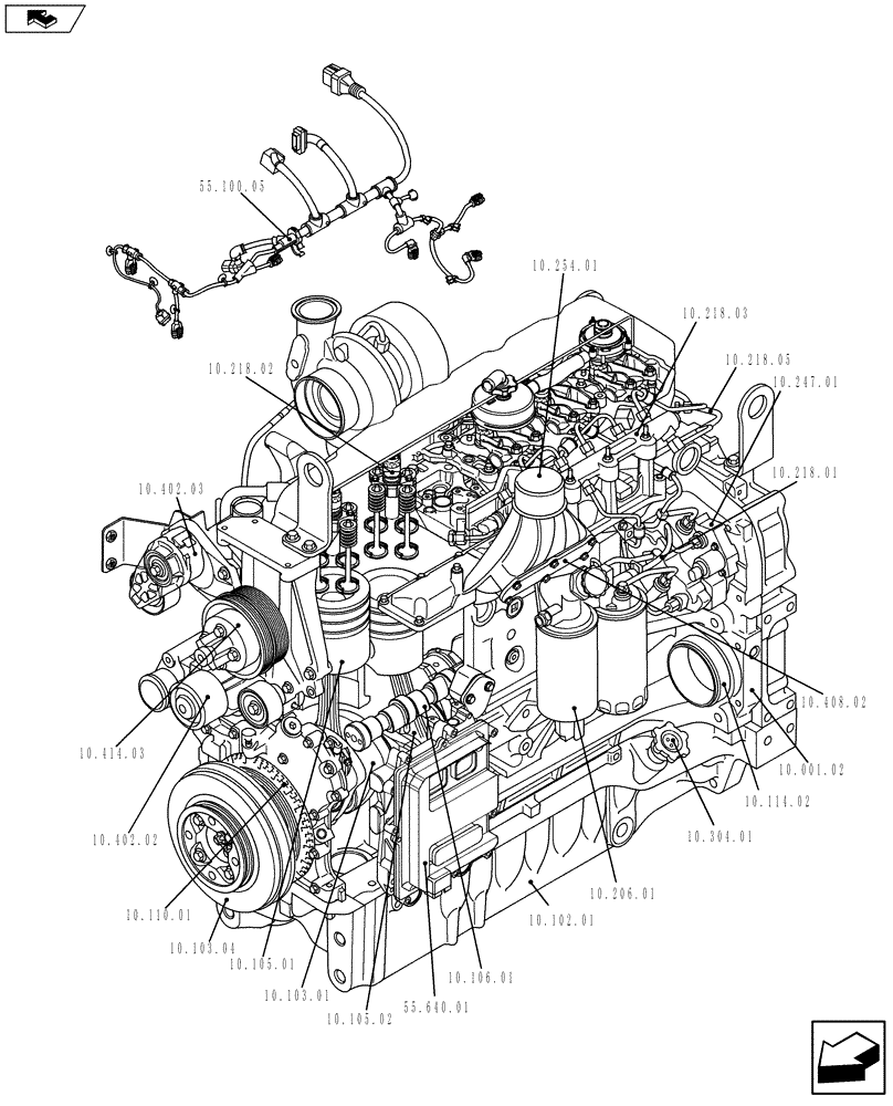 Схема запчастей Case IH F4DFE613F A002 - (10.000.01[01]) - PICTORIAL INDEX - ENGINE (84265770) (10) - ENGINE
