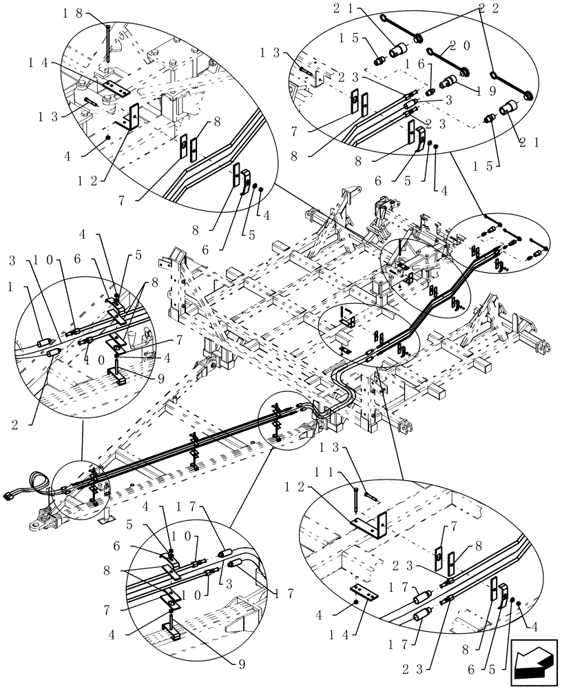 Схема запчастей Case IH 2230 - (35.525.04) - TBH HYD LINES ACROSS ATX (35) - HYDRAULIC SYSTEMS