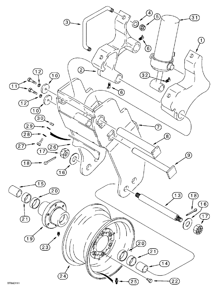Схема запчастей Case IH 955 - (9A-092) - CARRYING WHEELS, WITH 20 INCH LONG AXLE, USED WITH 4, 4-1/2, 4-3/4 INCH ID CYLINDERS (09) - CHASSIS/ATTACHMENTS