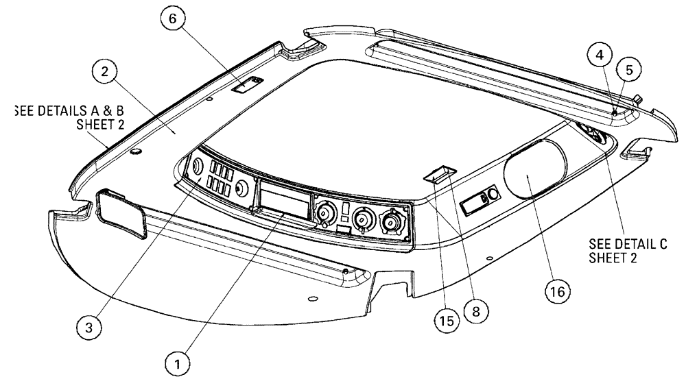 Схема запчастей Case IH SPX4410 - (01-001[01]) - CONSOLE ASSEMBLY, OVERHEAD Cab Interior