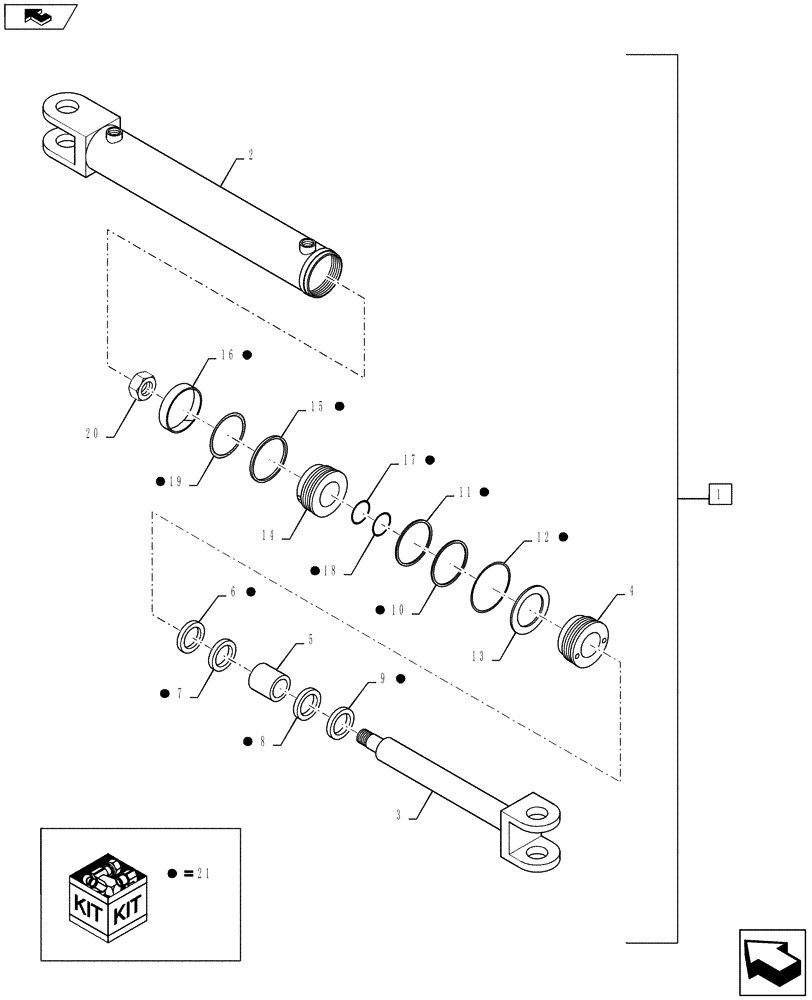 Схема запчастей Case IH STEIGER 350 - (41.216.02) - STEERING CYLINDER (41) - STEERING