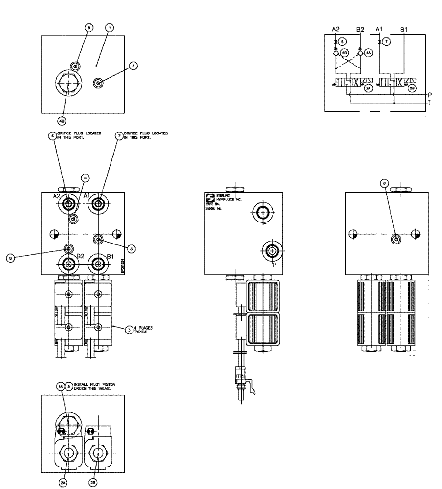 Схема запчастей Case IH SPX4410 - (06-032) - VALVE, 2-BANK W/O FITTINGS Hydraulic Plumbing