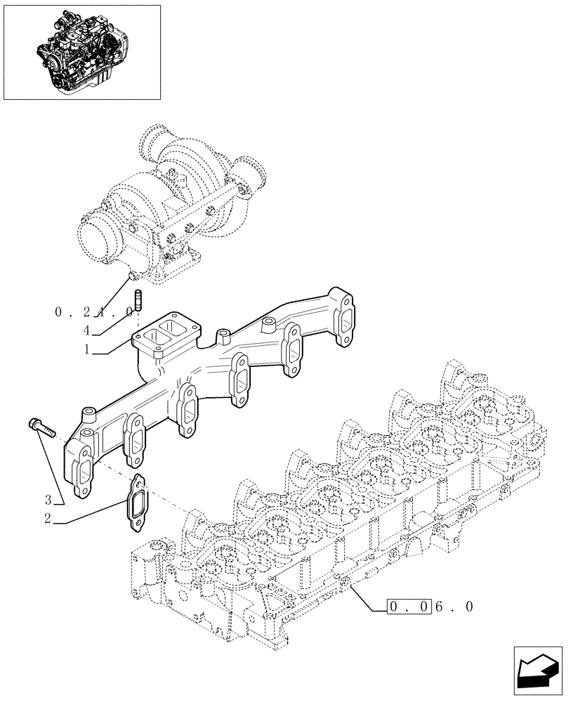 Схема запчастей Case IH F4GE0684E D600 - (0.07.7[01]) - EXHAUST MANIFOLD (504067528) 