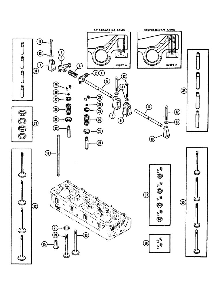 Схема запчастей Case IH 1700-SERIES - (038) - VALVE MECHANISM, 188 DIESEL ENGINE (10) - ENGINE