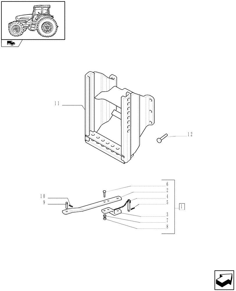 Схема запчастей Case IH FARMALL 90 - (1.89.0/05) - SLIDER HITCH WITH SWINGING DRAWBAR (VAR.336953) (09) - IMPLEMENT LIFT