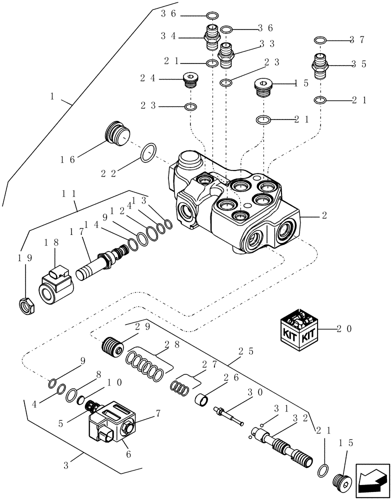 Схема запчастей Case IH 8010 - (18.100.03) - VALVE, PTO - CLUTCH CONTROL (18) - CLUTCH