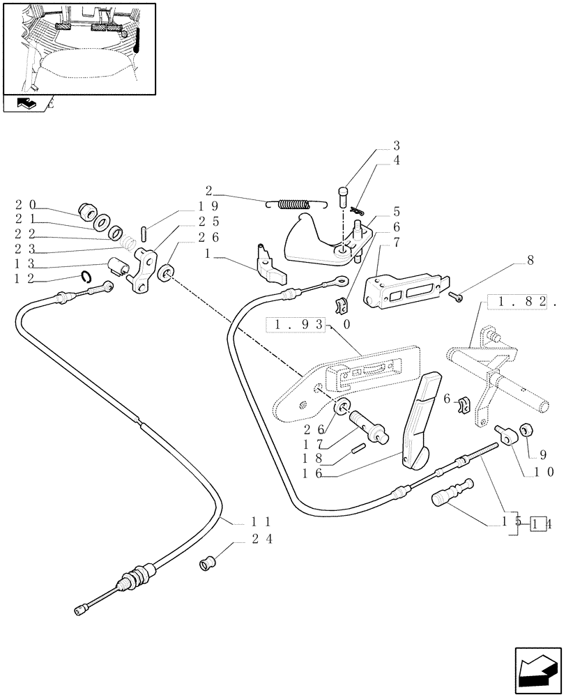 Схема запчастей Case IH FARMALL 85U - (1.95.4[01]) - ACCELERATOR CONTROL - LIFT CONTROL - W/CAB (10) - OPERATORS PLATFORM/CAB