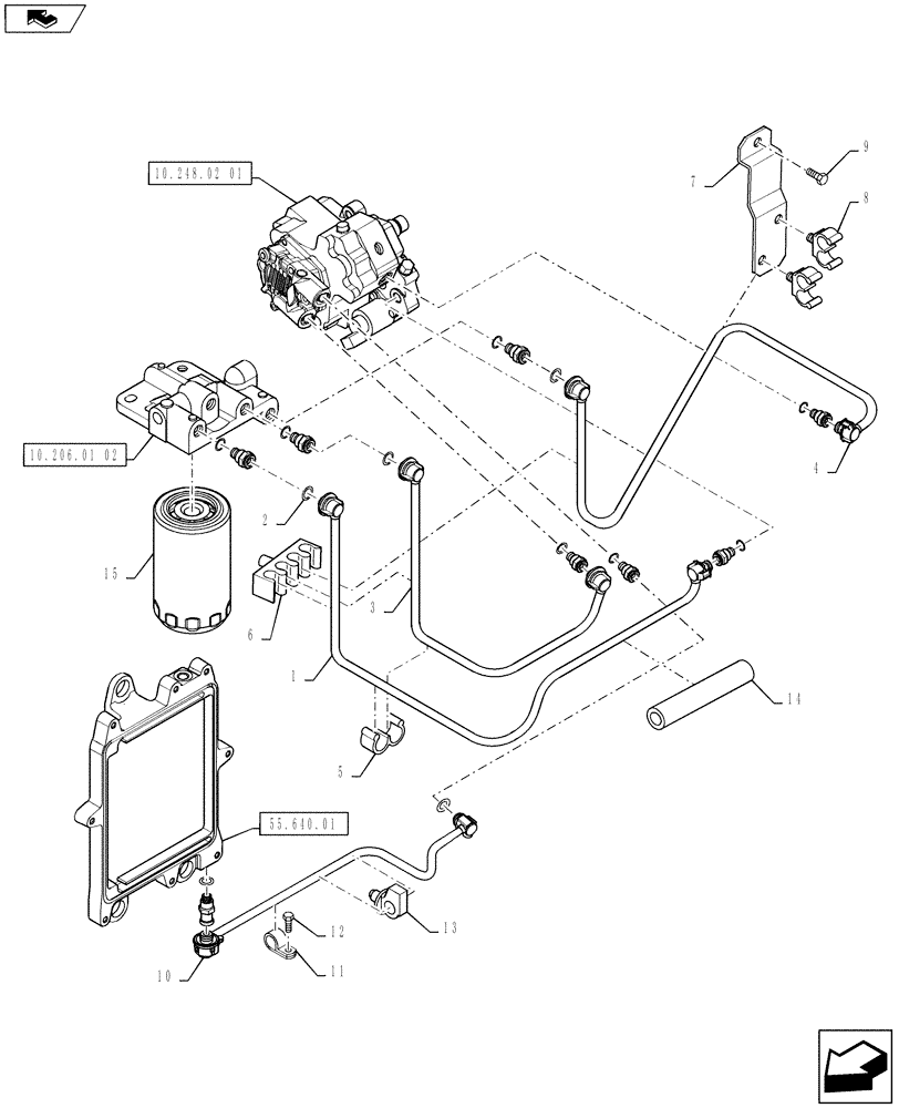 Схема запчастей Case IH MAGNUM 190 - (10.214.02) - PIPING, FUEL (10) - ENGINE