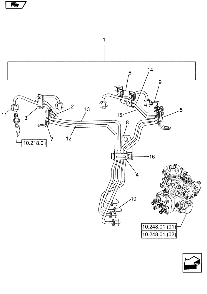 Схема запчастей Case IH P85 - (10.218.03) - INJECTION EQUIPMENT - PIPING (10) - ENGINE