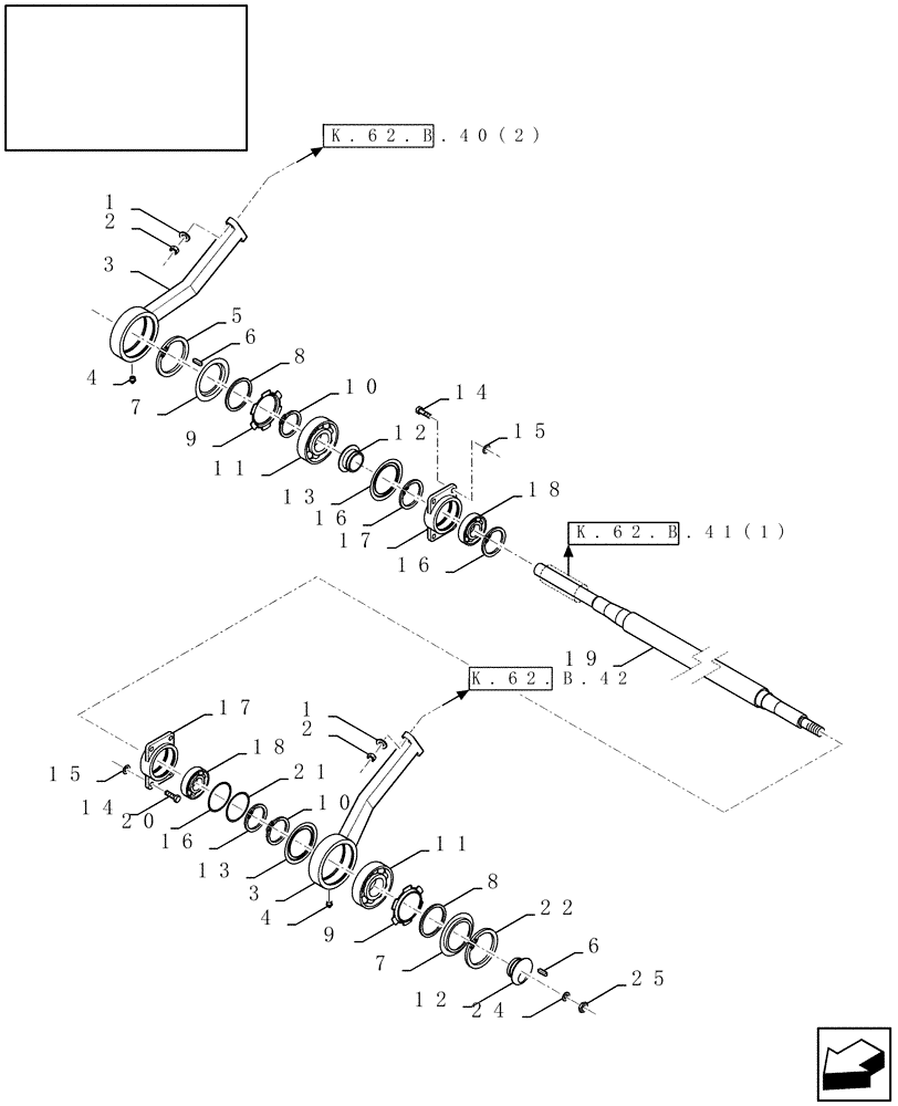 Схема запчастей Case IH AFX8010 - (K.62.B.41[3]) - ECCENTRIC AND SHAKER SHOE DRIVE K - Crop Processing