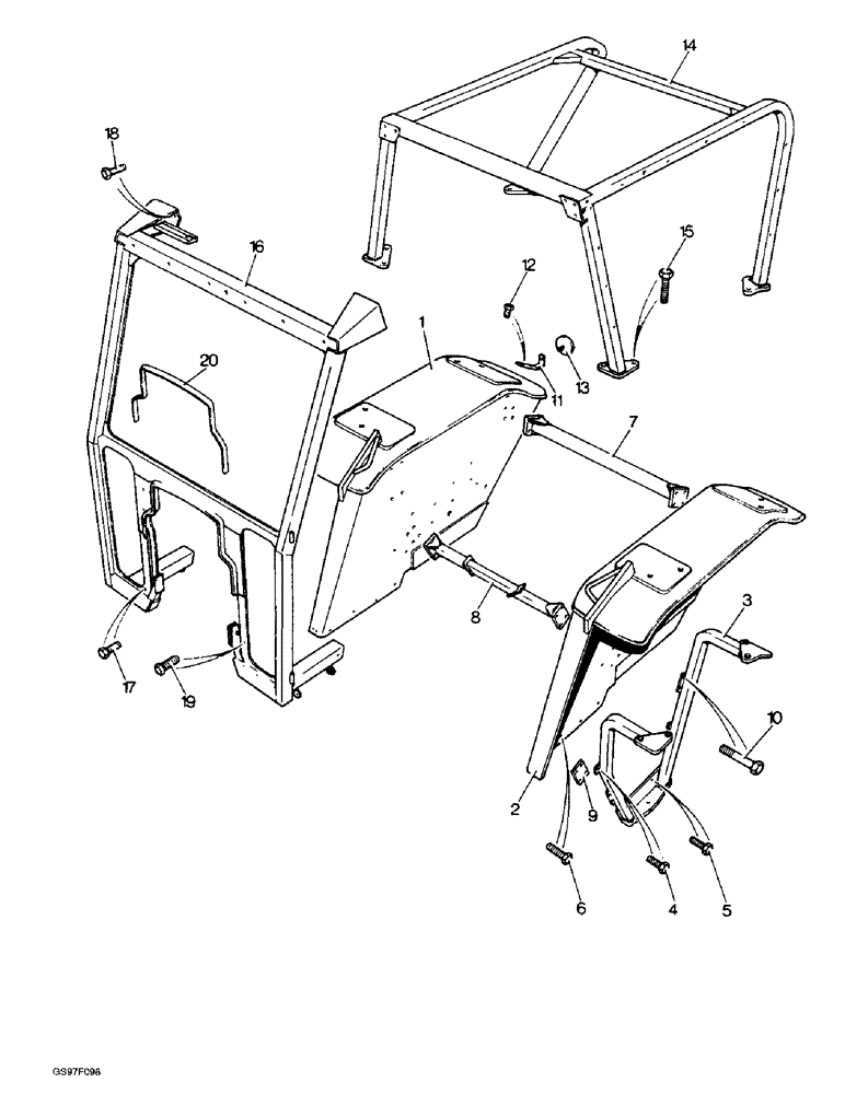 Схема запчастей Case IH 885N - (9-32) - FENDERS AND CAB FRAME, 885Q AND 885QH TRACTORS (09) - CHASSIS/ATTACHMENTS