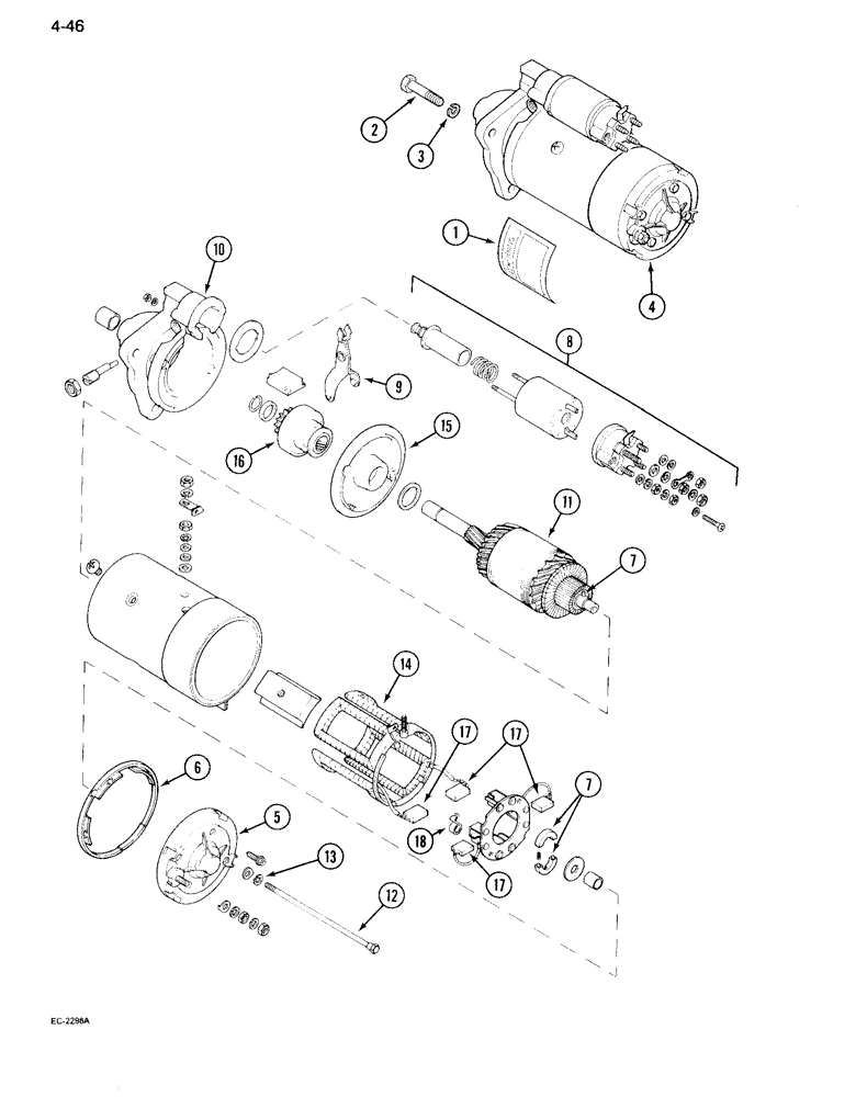 Схема запчастей Case IH 995 - (4-46) - STARTER MOTOR, LUCAS (04) - ELECTRICAL SYSTEMS