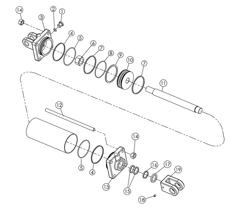 Схема запчастей Case IH RMX790 - (35.100.06) - TRANSPORT CYLINDER 3-1/2 X 16 (08) - HYDRAULICS