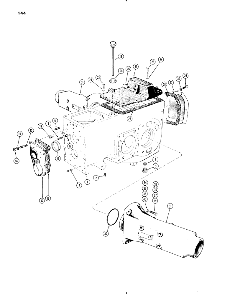 Схема запчастей Case IH 470 - (144) - TRANSMISSION CASE AND AXLE HOUSINGS, GENERAL PURPOSE MODELS (06) - POWER TRAIN