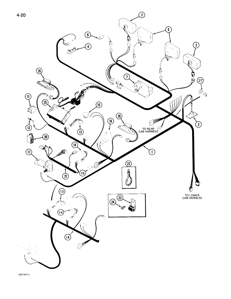 Схема запчастей Case IH 7150 - (4-020) - CAB HEADLINER HARNESS (04) - ELECTRICAL SYSTEMS