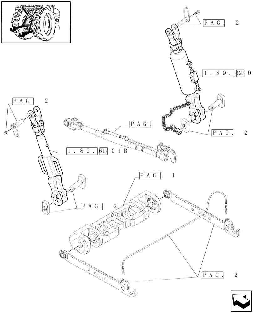 Схема запчастей Case IH MAXXUM 100 - (1.89.6/01[03]) - TOOLING CONNECTION UNIT WITH HYDRAULIC ADJUSTMENT - TIE-RODS (09) - IMPLEMENT LIFT