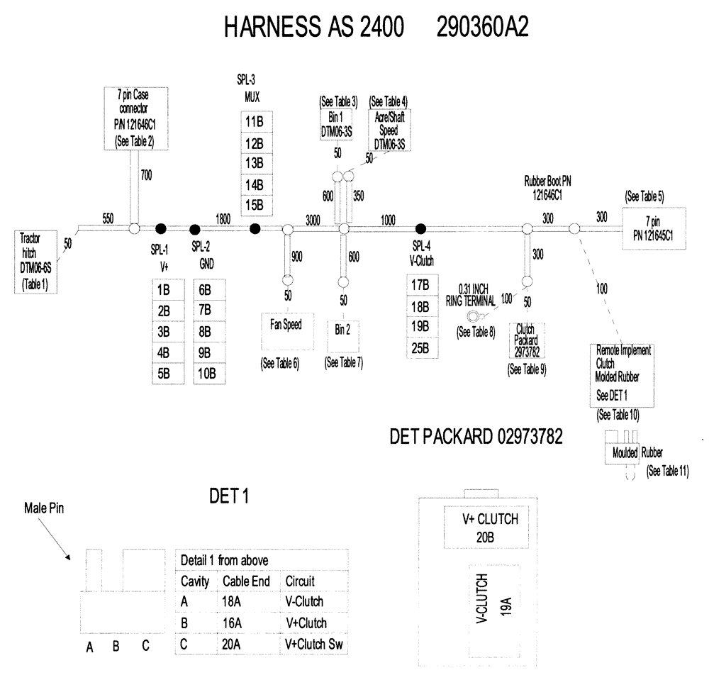 Схема запчастей Case IH 1124 - (E54) - HARNESS AS 2400 SCHEMATIC 290360A2 