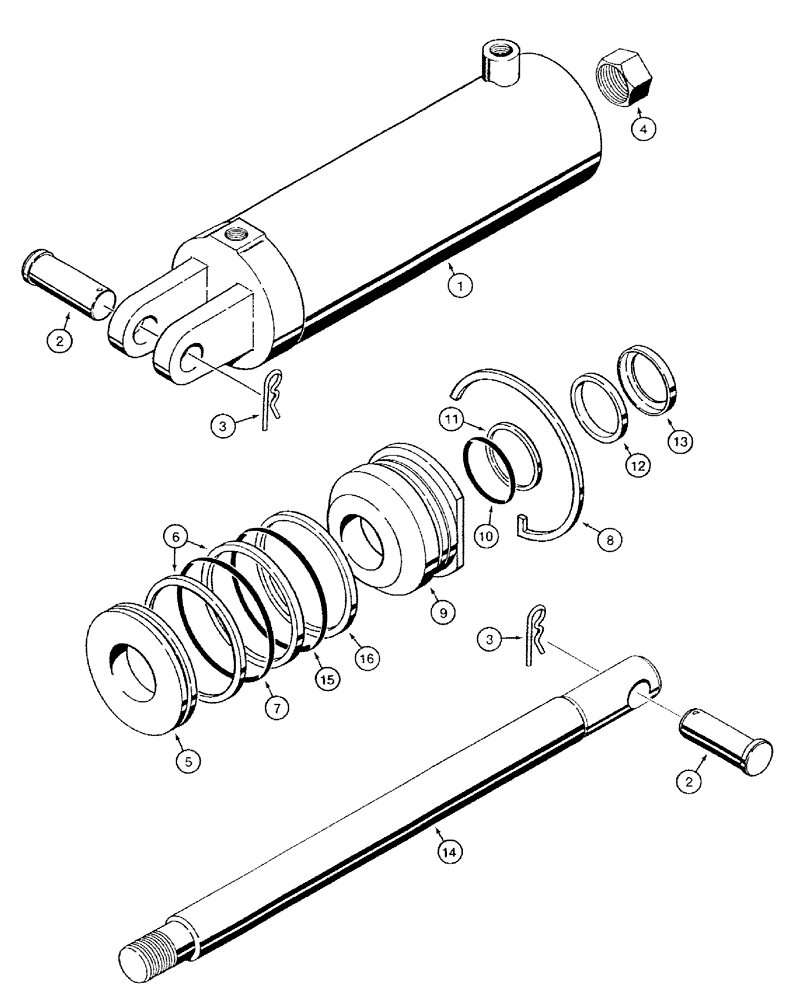 Схема запчастей Case IH 485 - (8-06) - WING FOLDING CYLINDER, 60200C91, THREADED GLAND TYPE (08) - HYDRAULICS