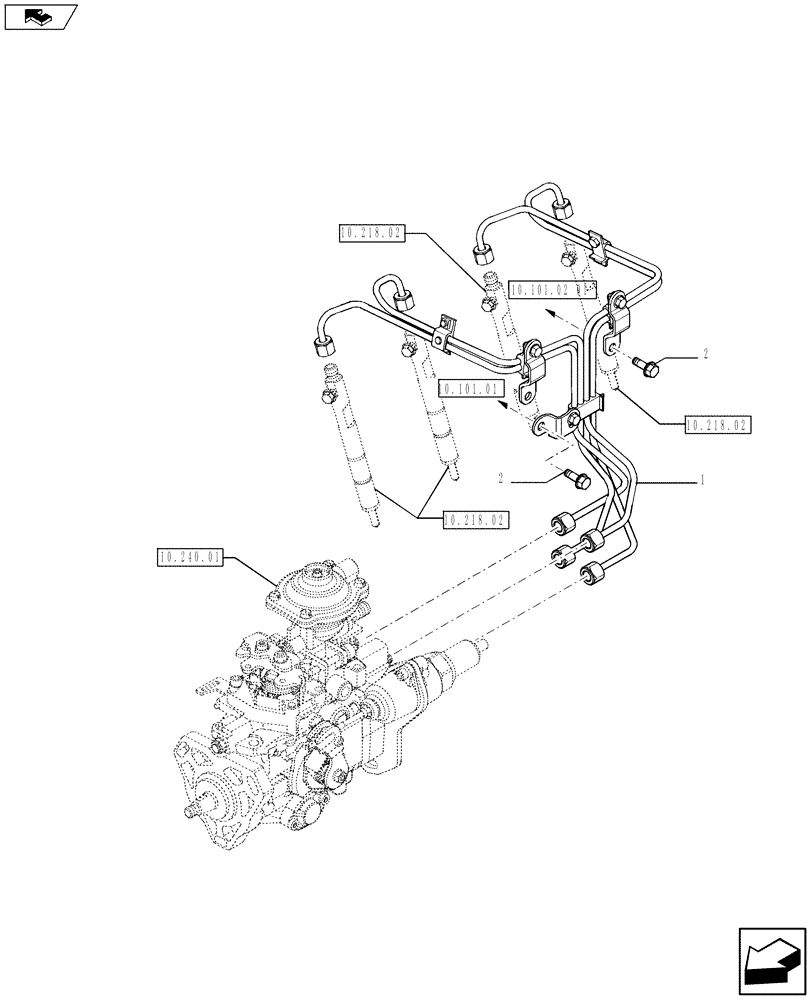 Схема запчастей Case IH F5AE5484C A002 - (10.218.01 03) - INJECTION EQUIPMENT - PIPING (10) - ENGINE