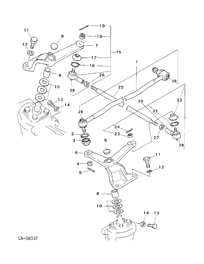 Схема запчастей Case IH 234 - (14-09) - SUSPENSION, DRAG LINK AND TIE ROD, FOUR WHEEL DRIVE, 234 Suspension