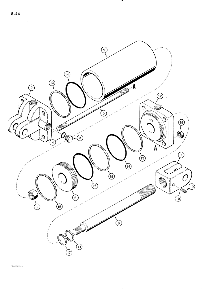 Схема запчастей Case IH 475 - (8-44) - TRANSPORT LIFT CYLINDER-1272148C91 (08) - HYDRAULICS