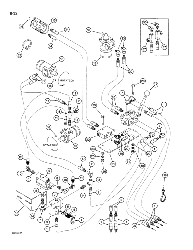 Схема запчастей Case IH 1350 - (8-32) - HYDRAULIC SYSTEM, 1350 TRACTOR SOURCED HYDRAULICS (07) - HYDRAULICS