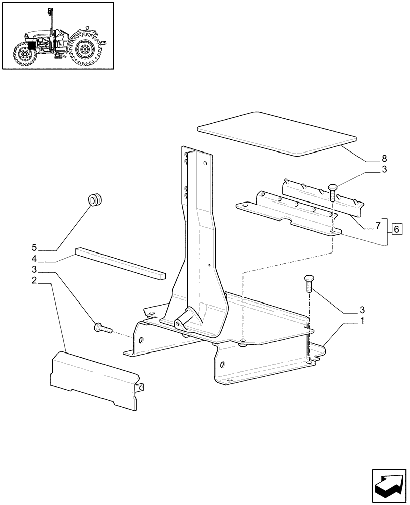 Схема запчастей Case IH JX1070C - (1.74.1/01) - (VAR.838-839) FRONT P.T.O. LIFT - BATTERY MOUNTING (06) - ELECTRICAL SYSTEMS