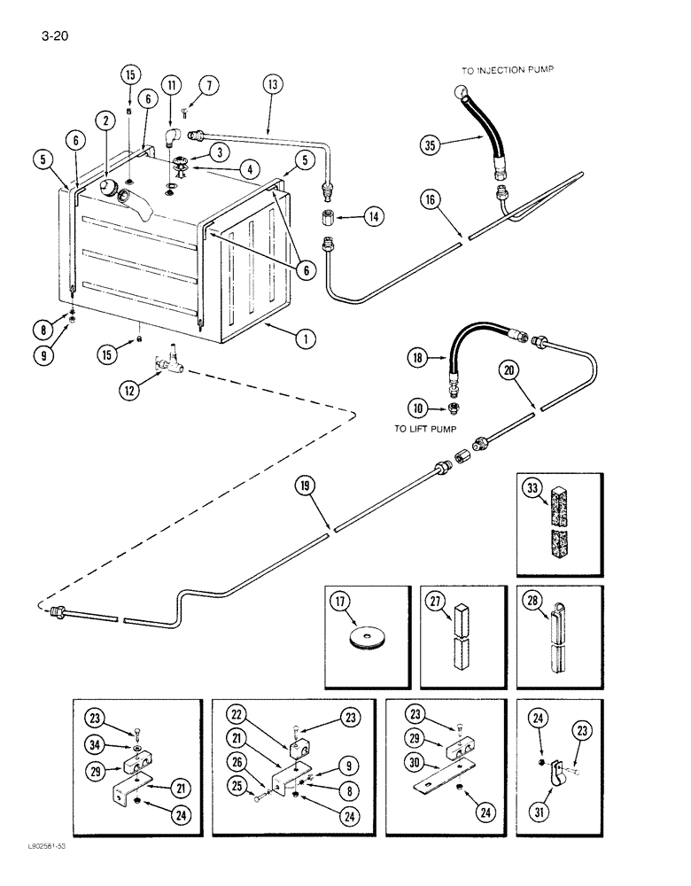 Схема запчастей Case IH 1844 - (3-20) - FUEL TANK AND LINES, 1844 COTTON PICKER (02) - FUEL SYSTEM
