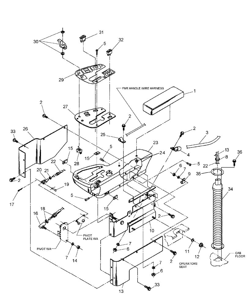 Схема запчастей Case IH WDX1701 - (017) - CONSOLE (90) - PLATFORM, CAB, BODYWORK AND DECALS