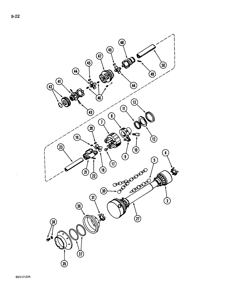 Схема запчастей Case IH 3309 - (9-22) - FRONT DRIVE SHAFT, P.I.N. CCB0002786 AND AFTER (03) - CHASSIS/MOUNTED EQUIPMENT