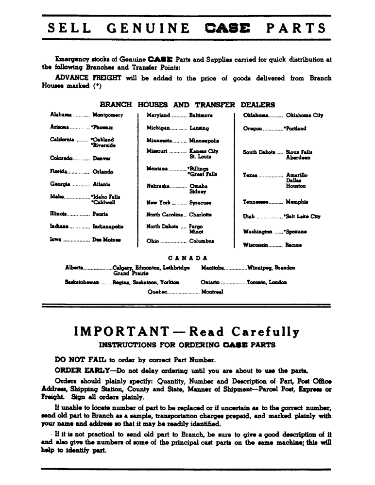 Схема запчастей Case IH 800 - (002) - SELL GENUINE CASE PARTS (00) - PICTORIAL INDEX