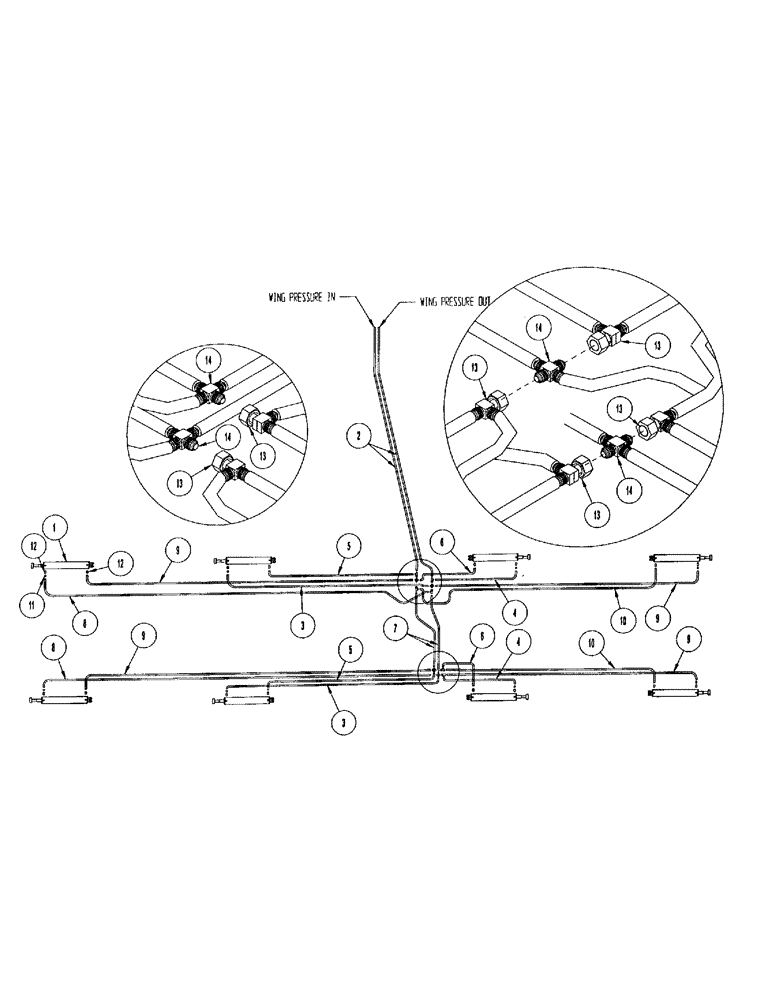 Схема запчастей Case IH CONCORD - (B88) - HYDRAULICS, WING LIFT, 5 SECTION, 8 CYLINDER 