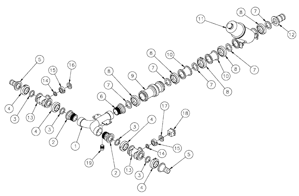 Схема запчастей Case IH SPX4260 - (09-015) - MANIFOLD GROUP, 5 SECTION Liquid Plumbing