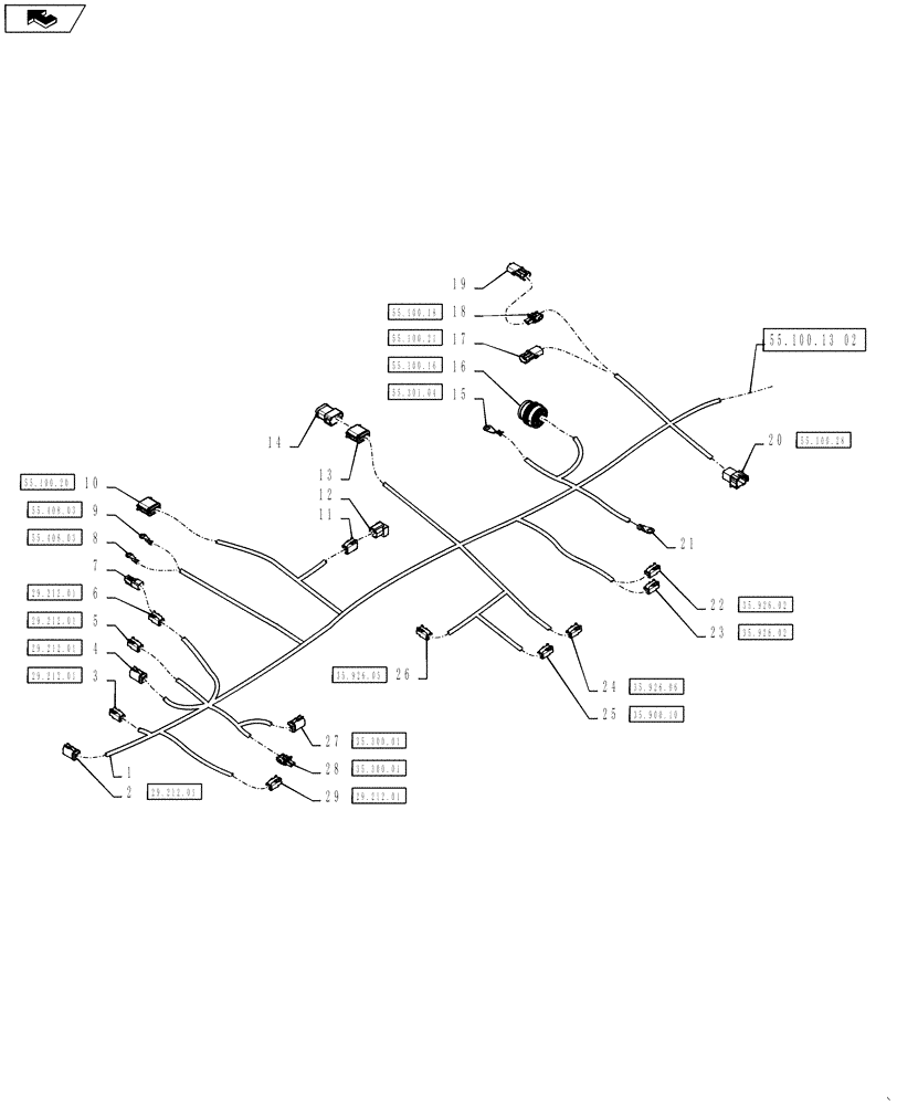 Схема запчастей Case IH 4430 - (55.100.13[01]) - FRAME HARNESS (55) - ELECTRICAL SYSTEMS