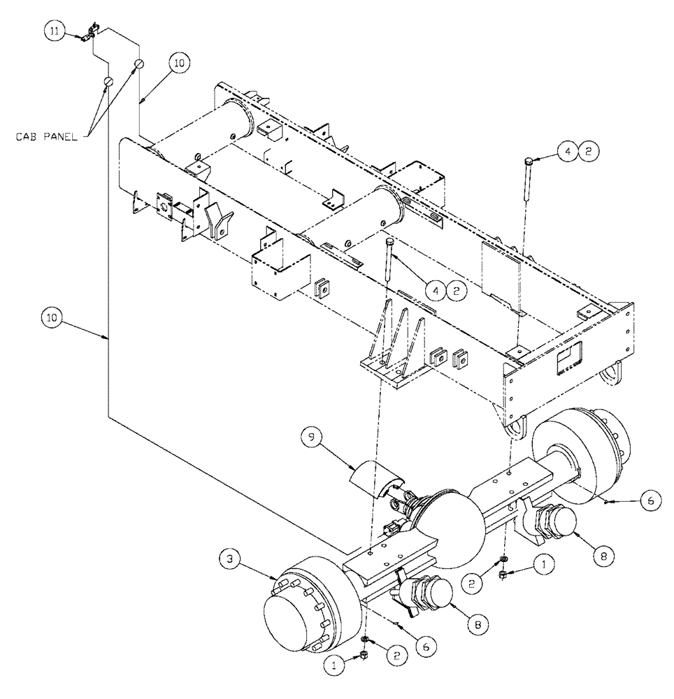 Схема запчастей Case IH FLX3300B - (04-002) - REAR AXLE GROUP Frame & Suspension