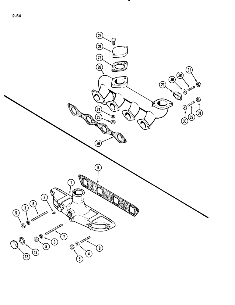 Схема запчастей Case IH 1835B - (2-54) - INTAKE MANIFOLD, 188 DIESEL ENGINE (02) - ENGINE