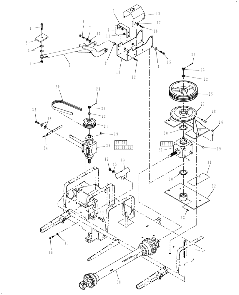 Схема запчастей Case IH DCX131F - (14.03) - HEADER DRIVE, CENTER (14) - CROP CUTTING