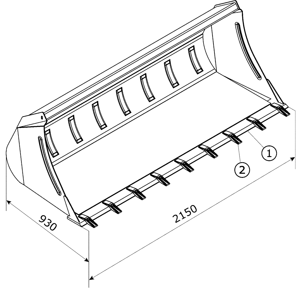 Схема запчастей Case IH LX770 - (82.300.AN[28]) - VAR - 717443006 - BUCKET - 210HT (82) - FRONT LOADER & BUCKET
