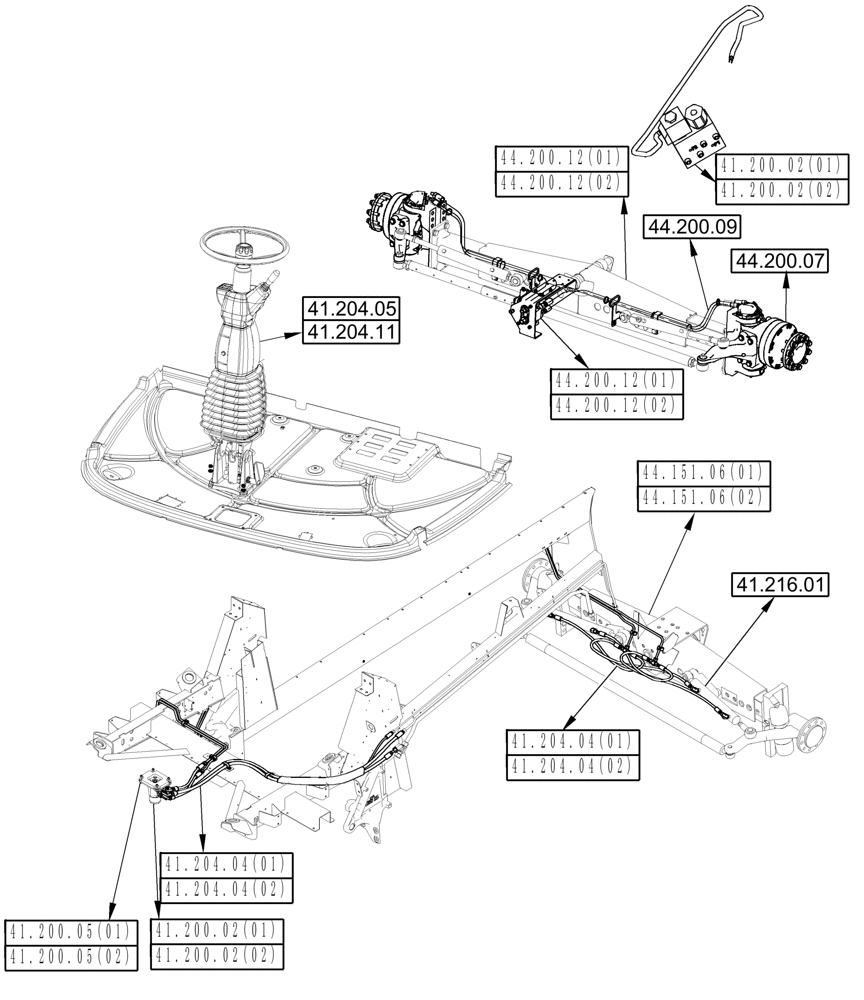Схема запчастей Case IH 8010 - (41.000.00) - SECTION INDEX - STEERING (41) - STEERING