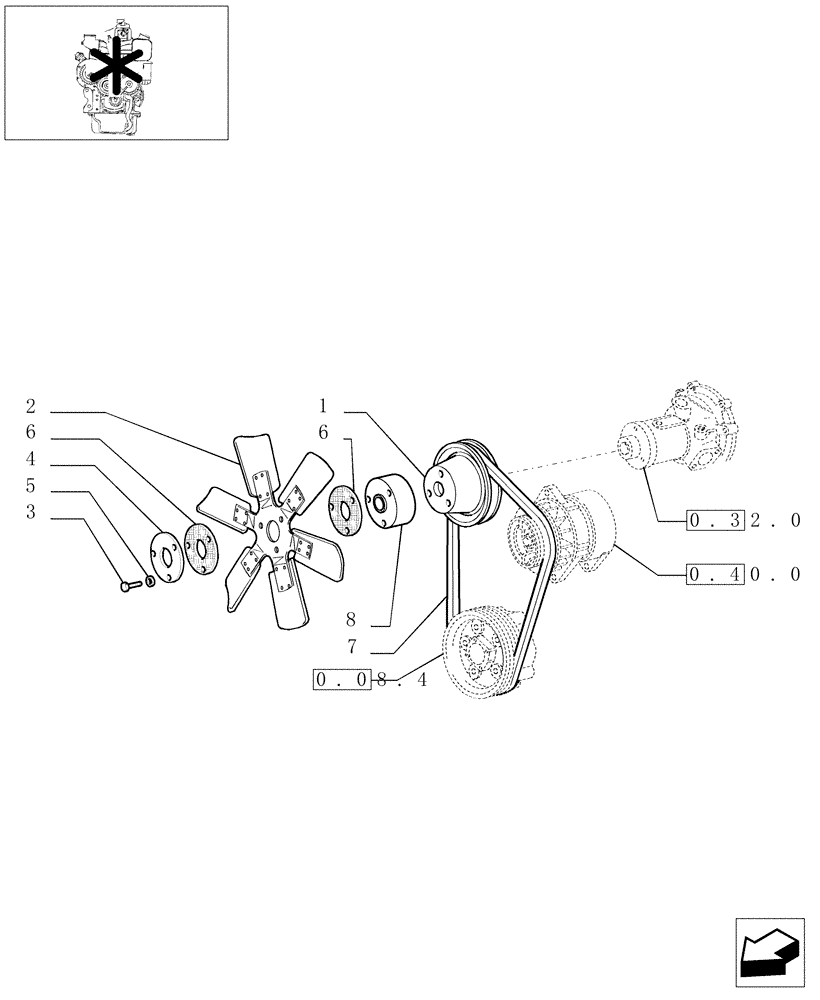 Схема запчастей Case IH JX1070C - (0.34.7/01) - FAN (01) - ENGINE