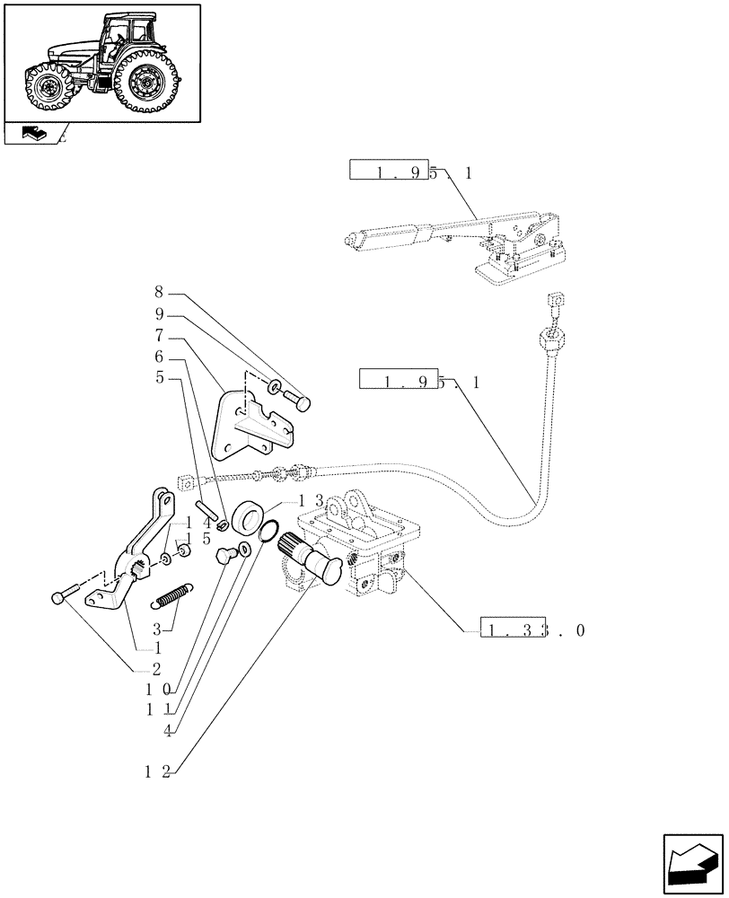 Схема запчастей Case IH FARMALL 95U - (1.67.2) - HANDBRAKE CONTROL (05) - REAR AXLE