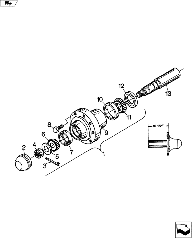 Схема запчастей Case IH H-SERIES - (44.100.03) - Q-821 HUB AND SPINDLE ASSEMBLY (44) - WHEELS