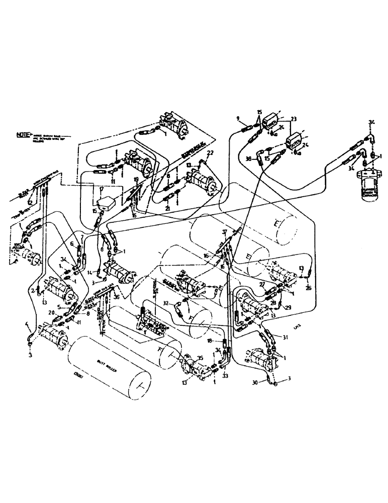 Схема запчастей Case IH 7000 - (B05-65) - HYDRAULIC CIRCUIT, BOTTOM ROLLERS, ROTARY CHOPPER/UNDERSLUNG BASECUTTER Hydraulic Components & Circuits