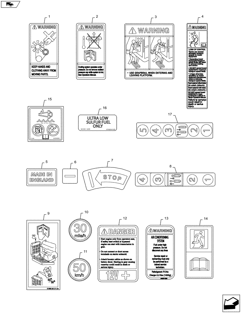 Схема запчастей Case IH PUMA 160 - (90.108.05[02]) - VAR - 330007, 335007, 743726 - DECALS - NORTH AMERICA VERSION (90) - PLATFORM, CAB, BODYWORK AND DECALS