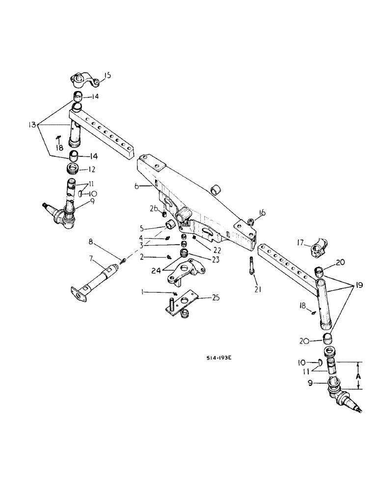Схема запчастей Case IH 484 - (14-01) - SUSPENSION, ADJUSTABLE FRONT AXLE, STRAIGHT, LOW SPINDLE, 52 TO 80 INCH TRACK Suspension