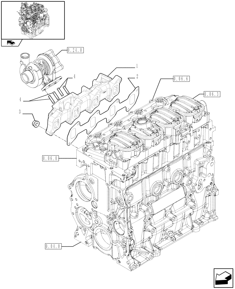 Схема запчастей Case IH FARMALL 60 - (0.07.7) - EXHAUST MANIFOLD (01) - ENGINE